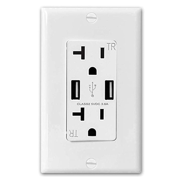 Electriduct Electriduct Duplex Receptacles with USB Ports WP-TT-2P20A-2U3.6A-WT